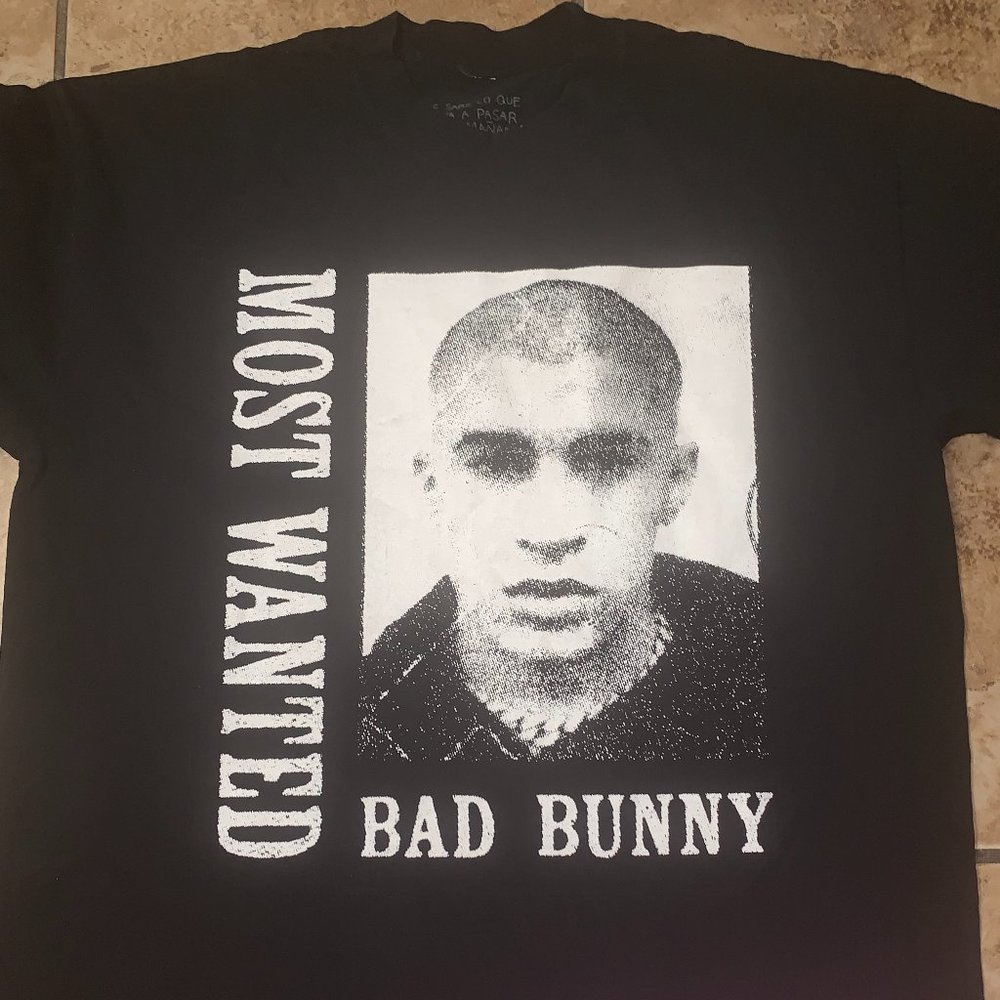 Bad Bunny Most wanted Tour Authentic Black T-Shirt Size  Medium @ Crypto Arena